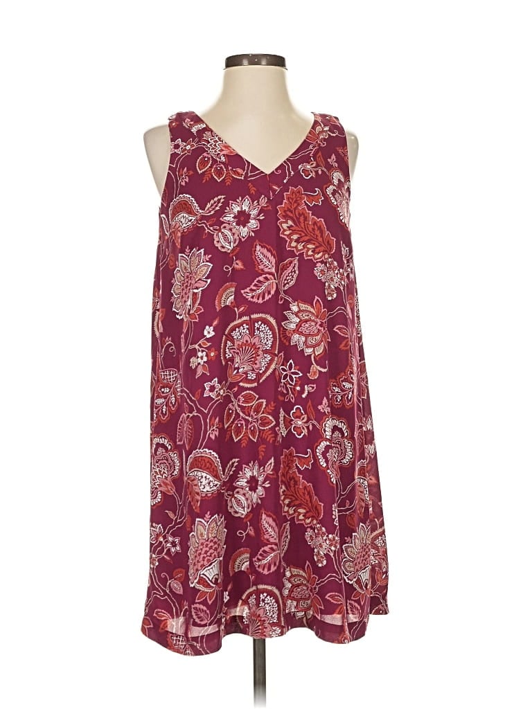 Pre-owned Ann Taylor Loft Outlet Casual Dress In Burgundy