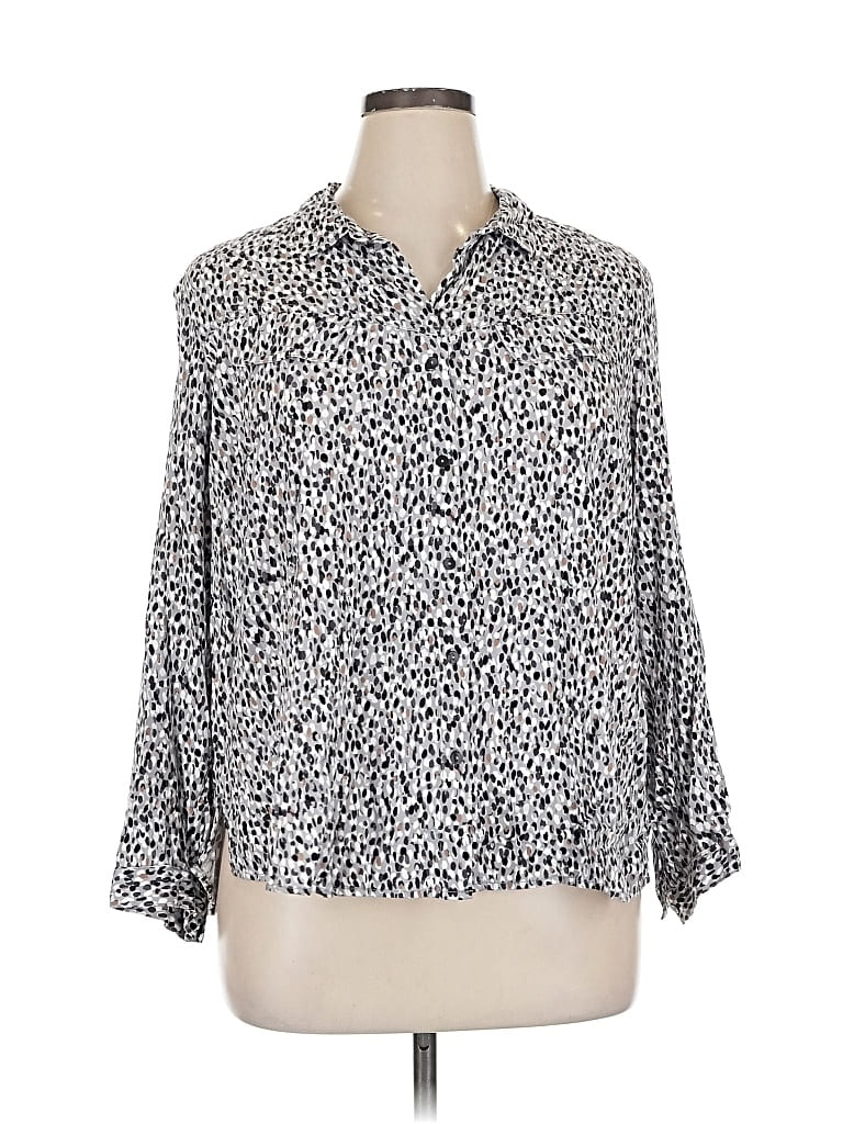 NIC + ZOE Pre-owned 3/4 Sleeve Blouse In Silver