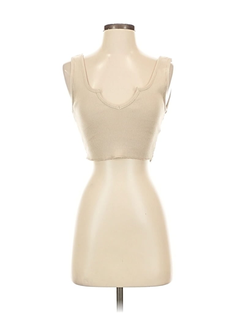 Pre-owned Cotton Candy La Tank Top Ivory Sweetheart Neckline Tops In White