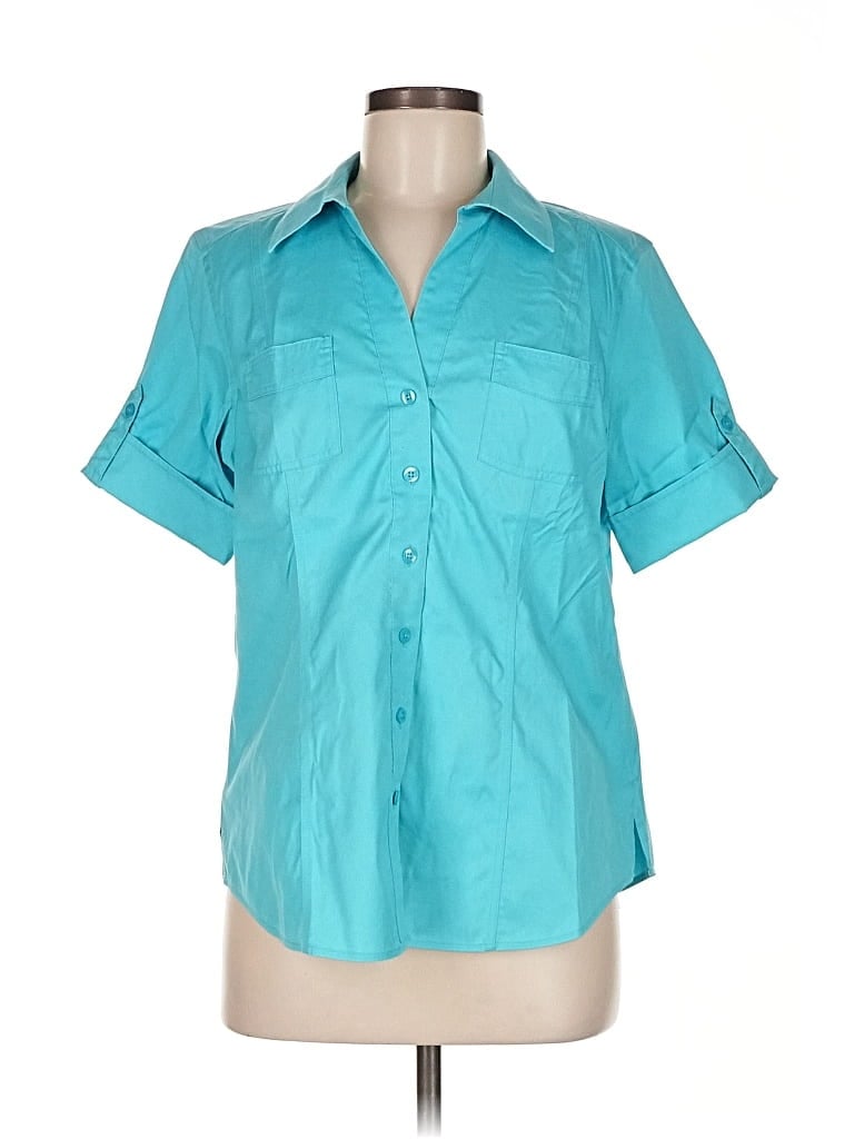 Click to view more detailed imagery on our partner's website Pre-owned Chico's Short Sleeve Blouse In Blue