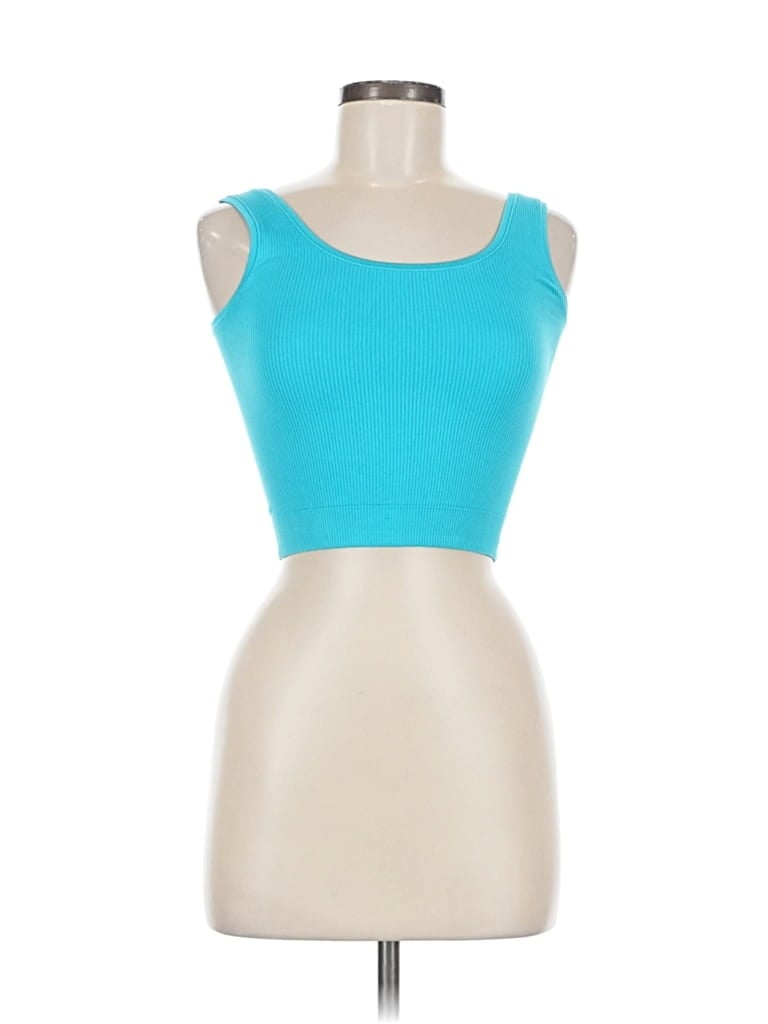 Pre-owned Unbranded Tank Top Teal Strapless Neckline Tops In Blue