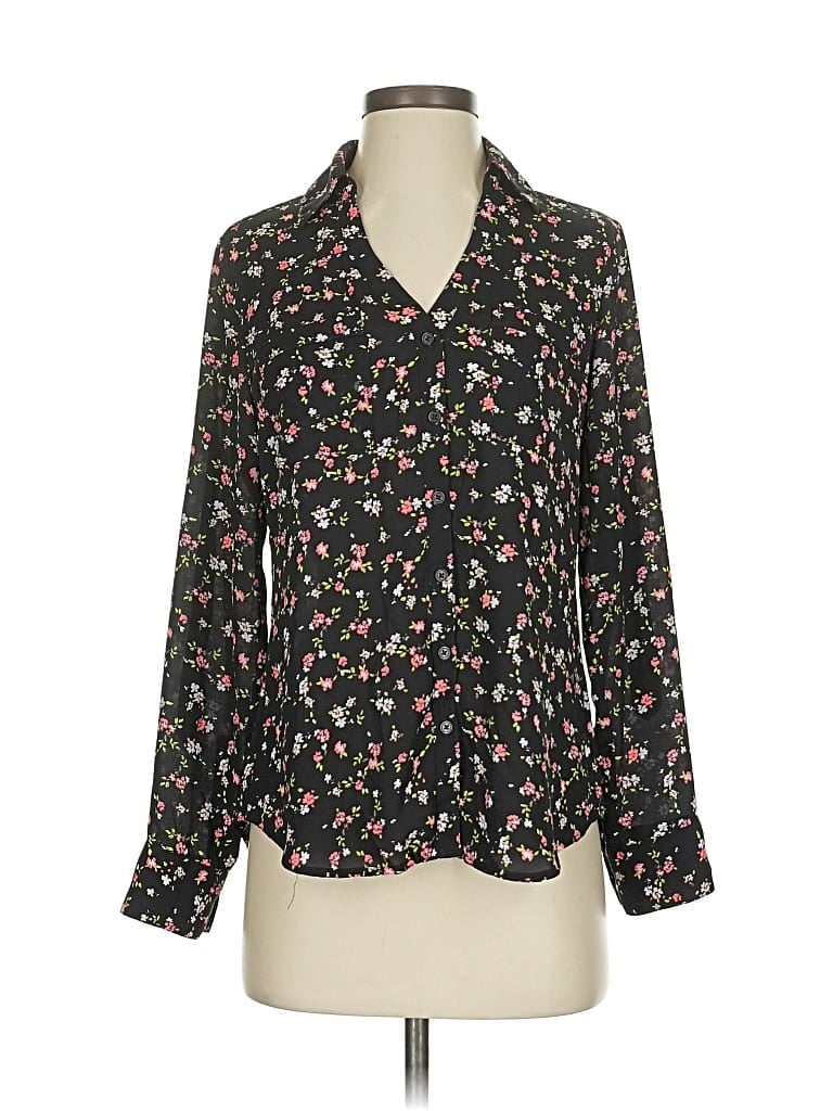 Pre-owned Express Long Sleeve Blouse In Black