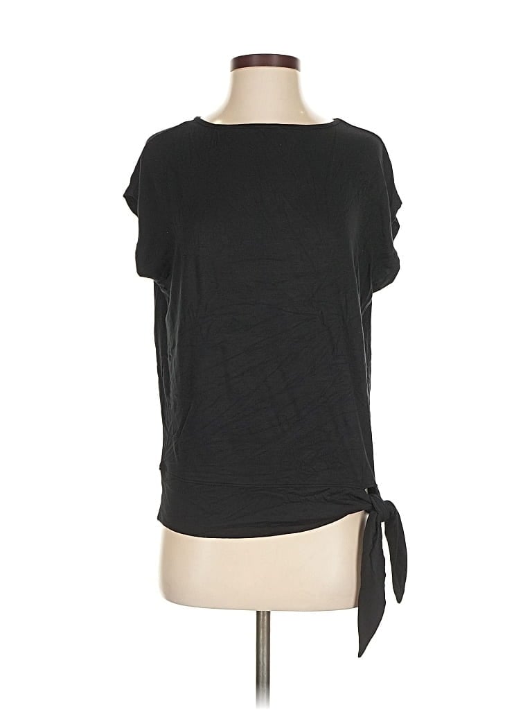 Pre-owned Colleen Lopez Short Sleeve Top Black Boatneck Tops