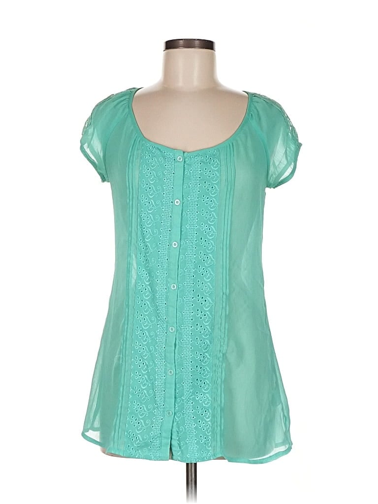 Pre-owned Assorted Brands Short Sleeve Blouse In Blue