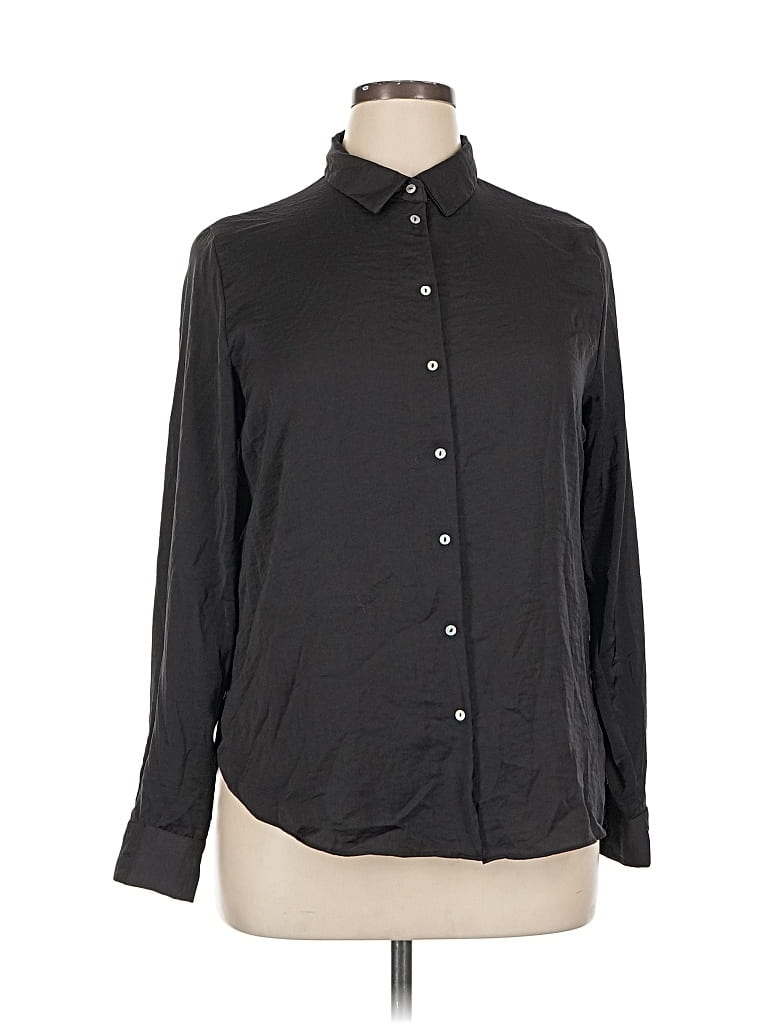 Pre-owned H&m Long Sleeve Blouse In Black