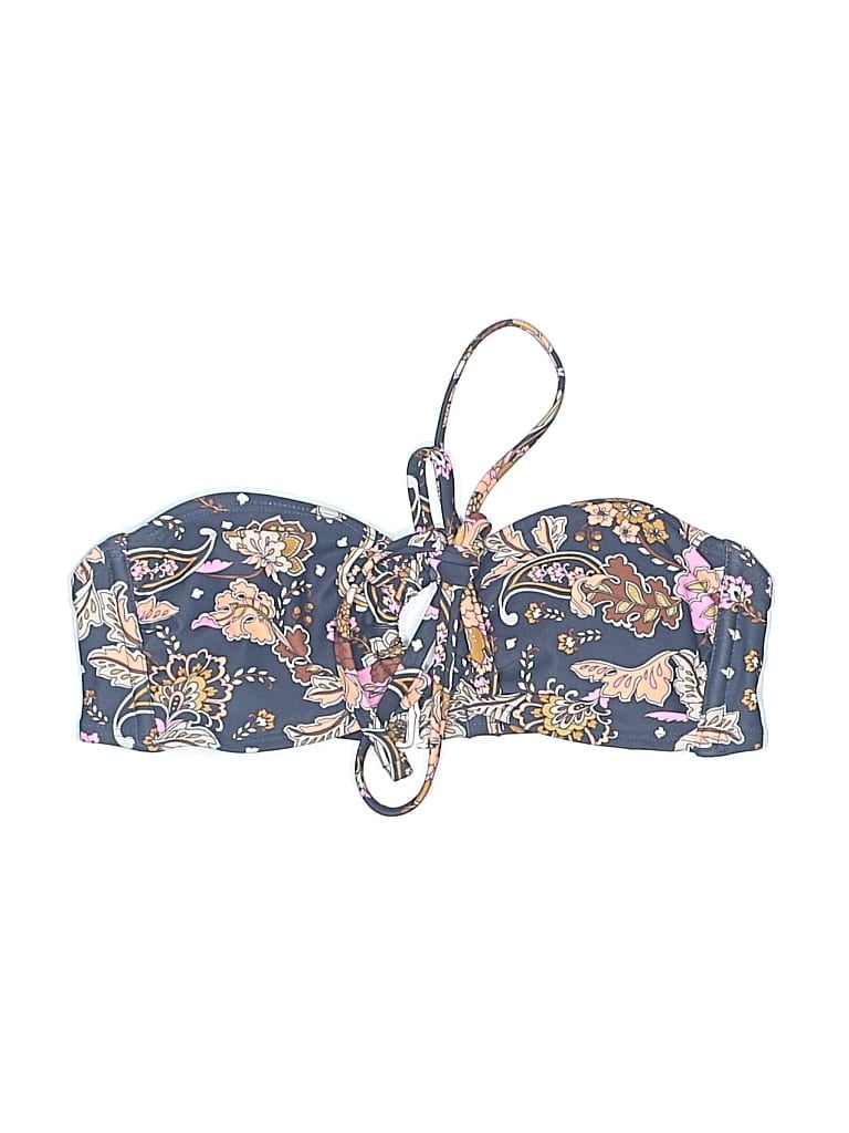 Pre-owned Xhilaration Swimsuit Top Blue Paisley Pattern Swimwear