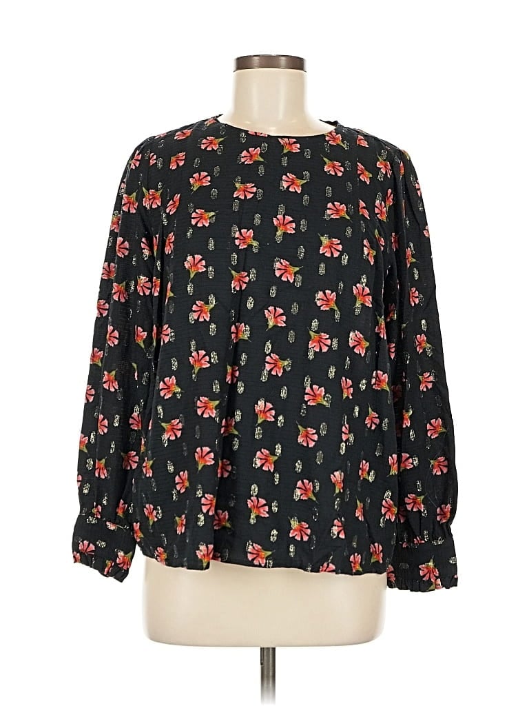 Pre-owned Ann Taylor Loft Long Sleeve Blouse In Black