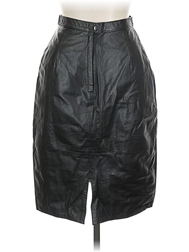 Pre-owned Assorted Brands Leather Skirt In Black