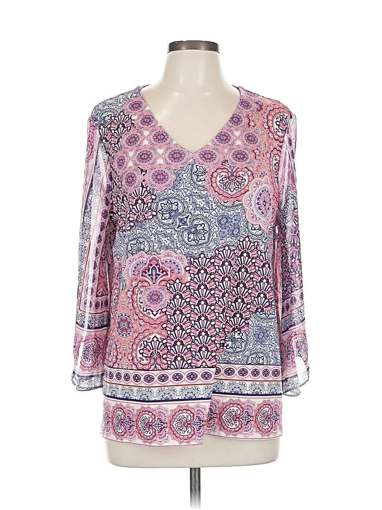 Pre-owned Chico's 3/4 Sleeve Blouse In Pink