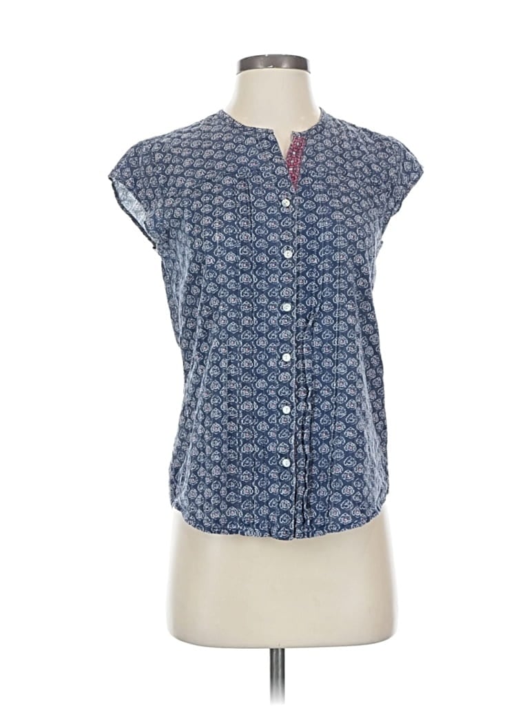 Pre-owned Orvis Short Sleeve Blouse In Blue