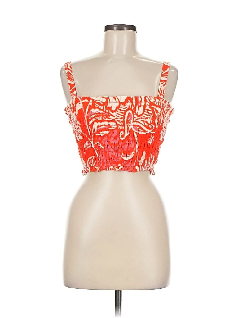 Pre-owned Paper Heart Tube Top Orange Strapless Neckline Tops