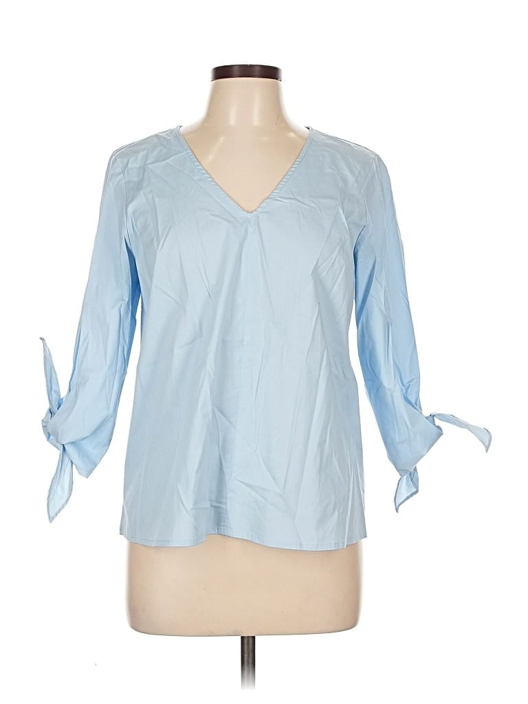 Pre-owned Jones New York Signature 3/4 Sleeve Blouse In Blue
