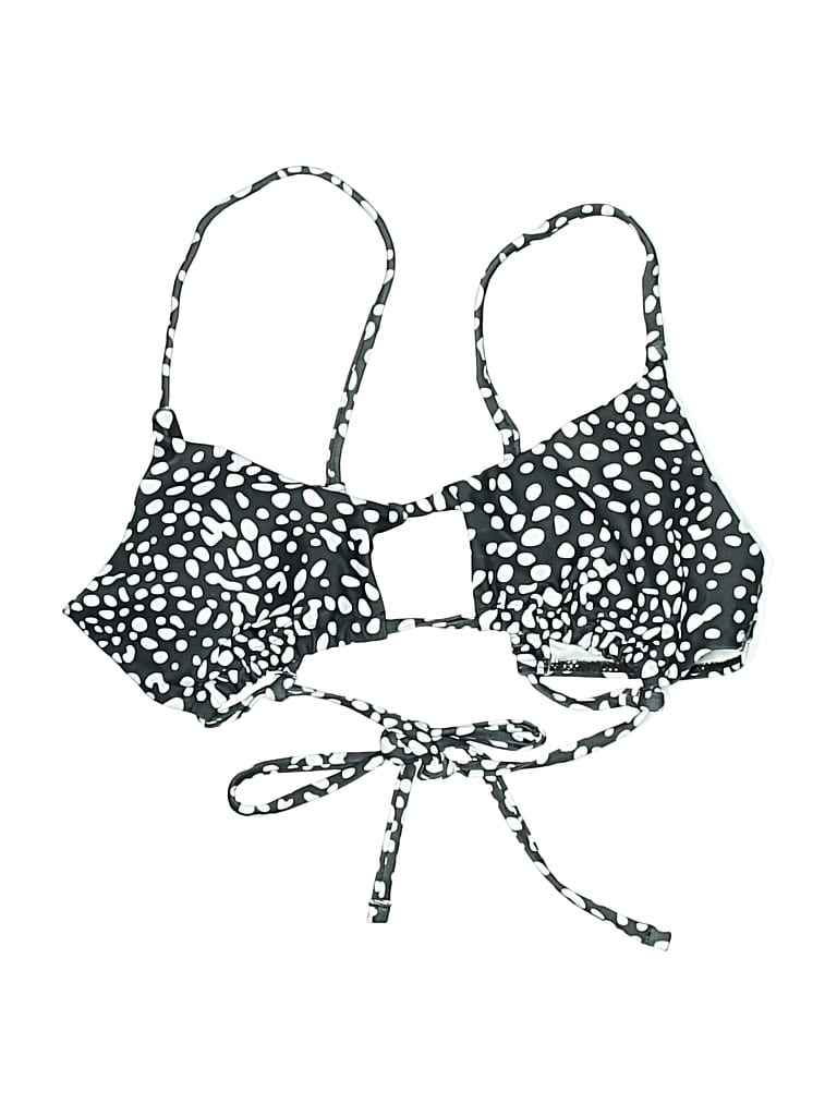 Pre-owned Unbranded Swimsuit Top Black Polka Dots Pattern Swimwear