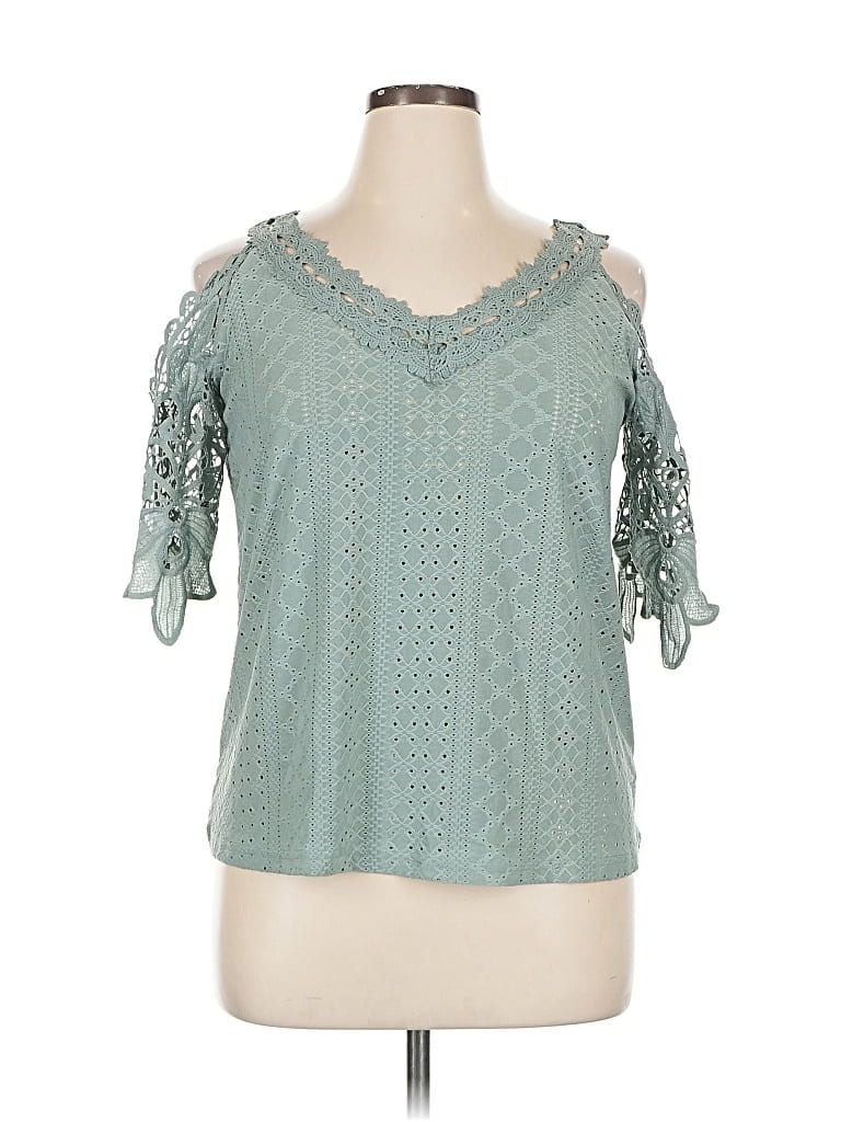 Pre-owned Flamingals By Flamingo Shop 3/4 Sleeve Blouse In Blue