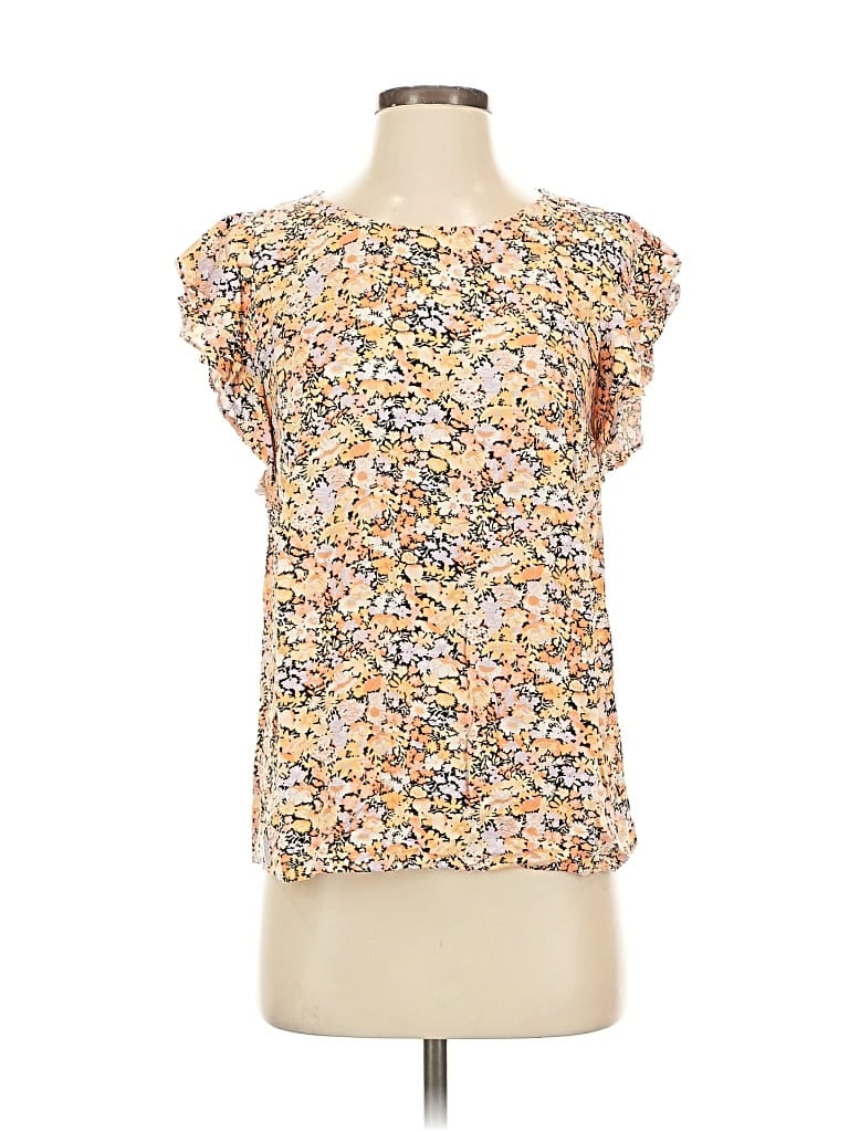 Pre-owned Cynthia Rowley Tjx Short Sleeve Blouse In Yellow