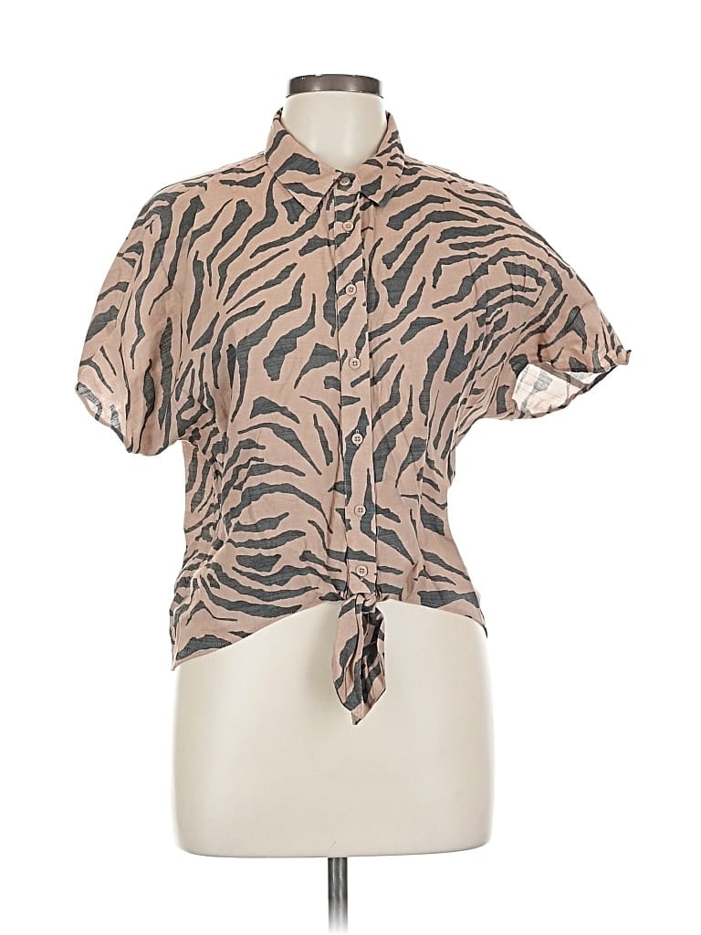 Pre-owned Nine West Short Sleeve Blouse In Brown