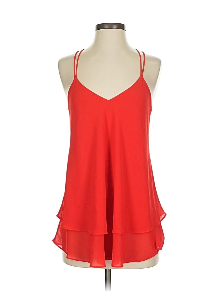 Pre-owned Adrienne Tank Top Red Halter Neckline Tops