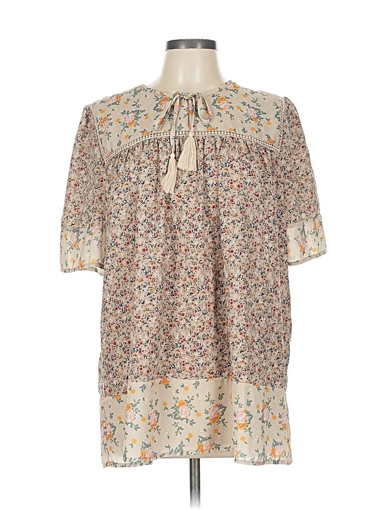 Pre-owned Suzanne Betro Short Sleeve Blouse In White