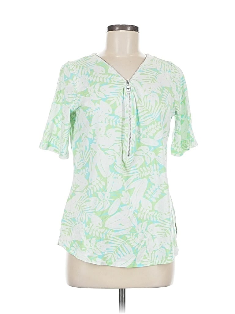 Pre-owned Belle By Kim Gravel Short Sleeve Blouse In Green