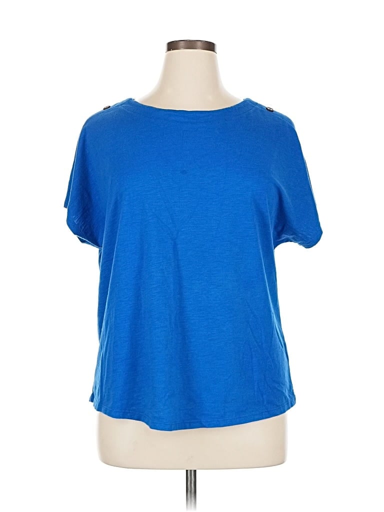 Pre-owned Croft & Barrow Short Sleeve Top Blue Scoop Neck Tops
