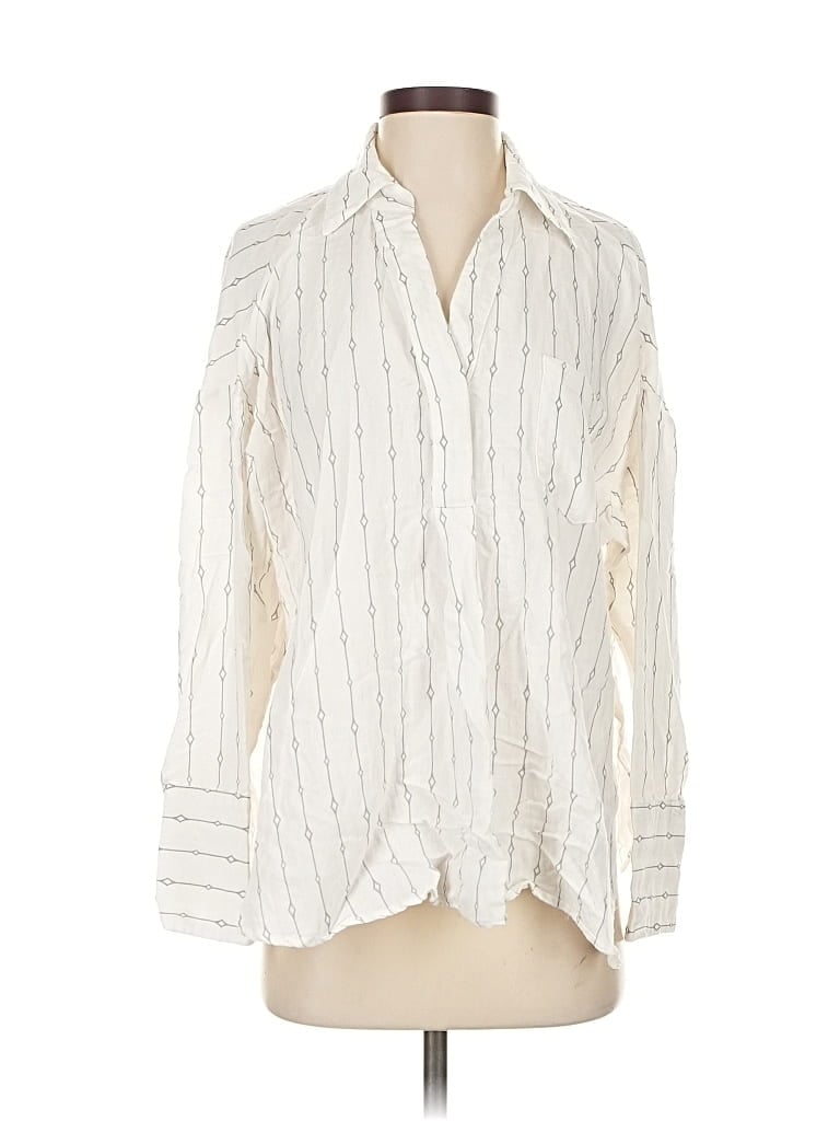 Pre-owned En Creme Long Sleeve Blouse In White
