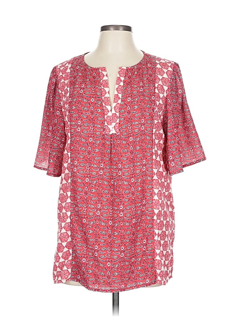 Pre-owned Weekend Suzanne Betro Short Sleeve Blouse In Red