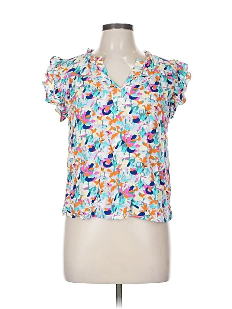Pre-owned Voy Short Sleeve Blouse In Blue