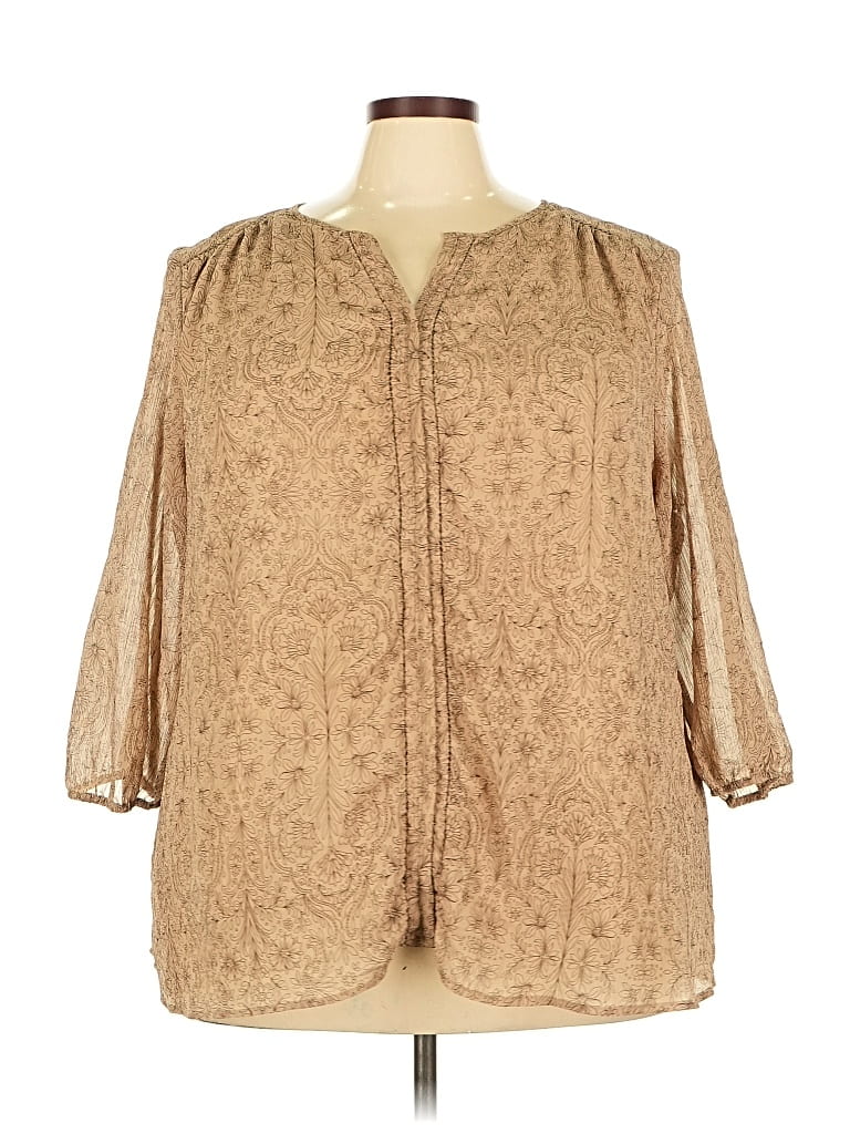 Click to view more detailed imagery on our partner's website Pre-owned St. John's Bay 3/4 Sleeve Blouse In Brown