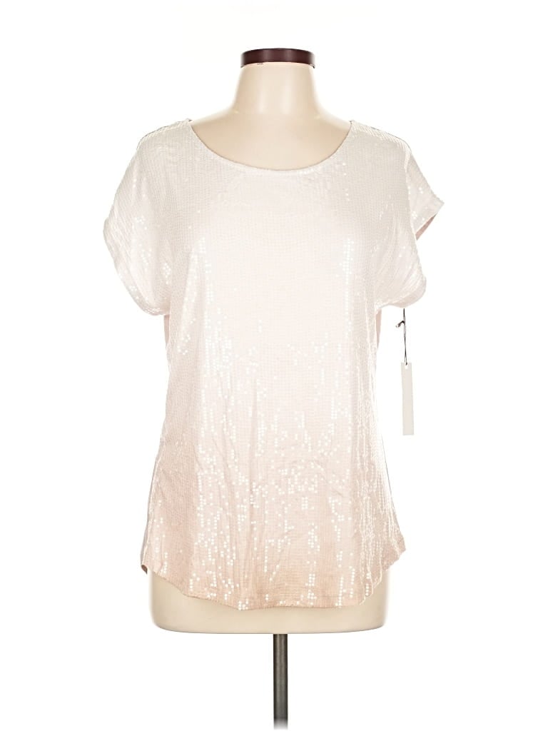 Pre-owned Crosby Short Sleeve Top Silver Scoop Neck Tops