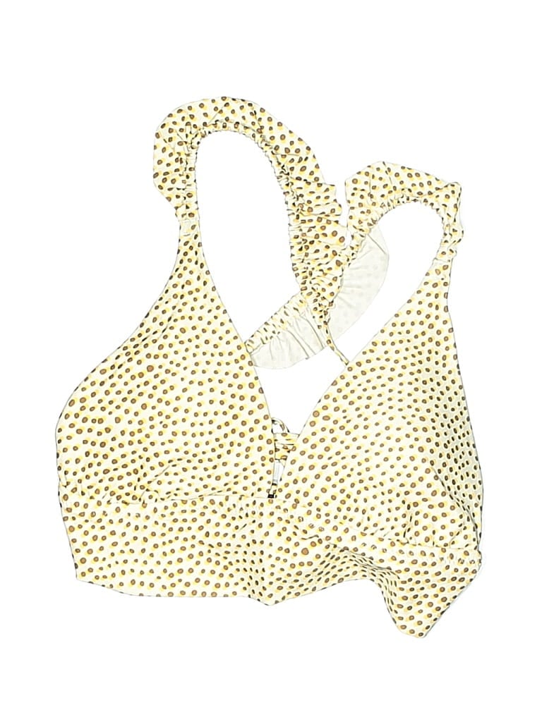 Pre-owned Aerie Swimsuit Top Gold Polka Dots Pattern Swimwear
