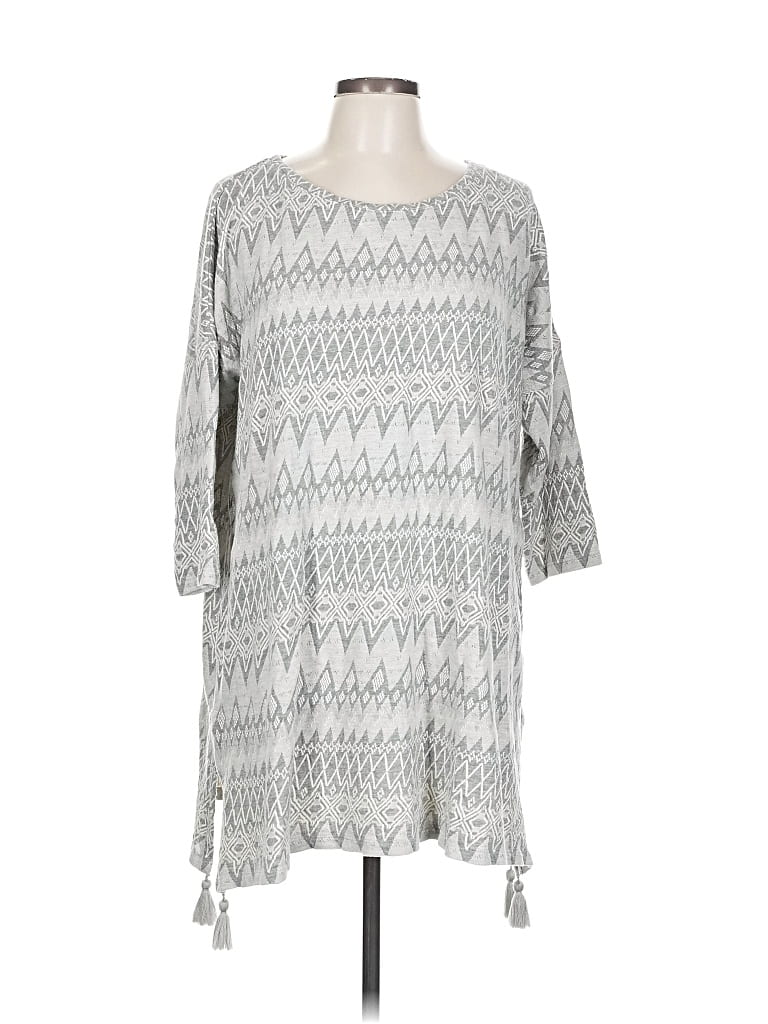 Pre-owned Soft Surroundings 3/4 Sleeve Top Gray Boatneck Tops