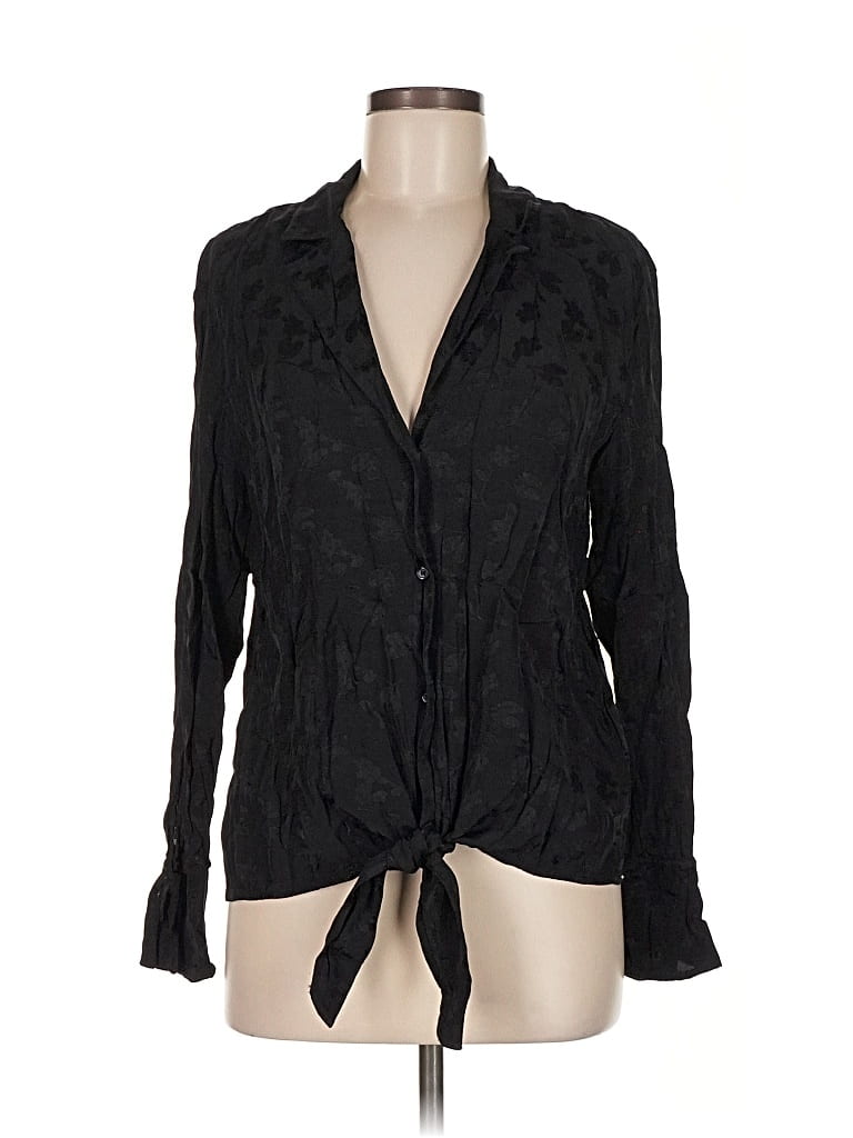 Pre-owned Treasure & Bond Long Sleeve Blouse In Black