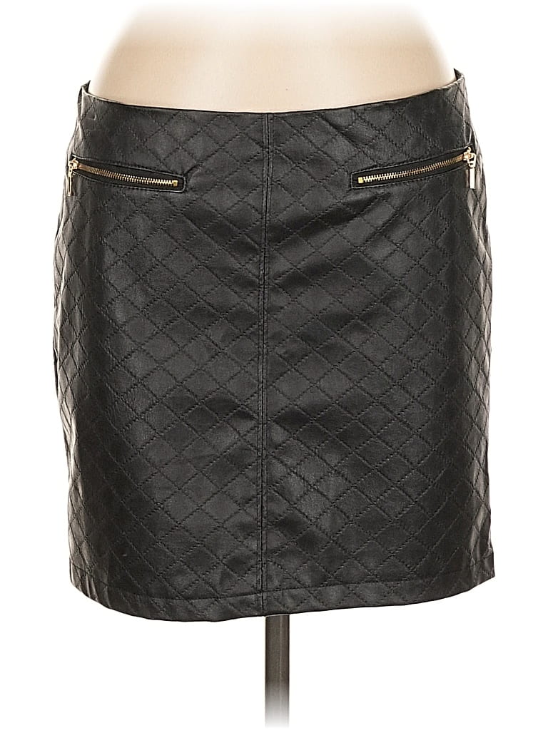 Pre-owned Kenar Faux Leather Skirt In Black