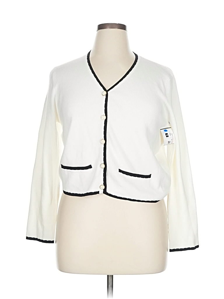 Pre-owned Assorted Brands Cardigan Sweater In White