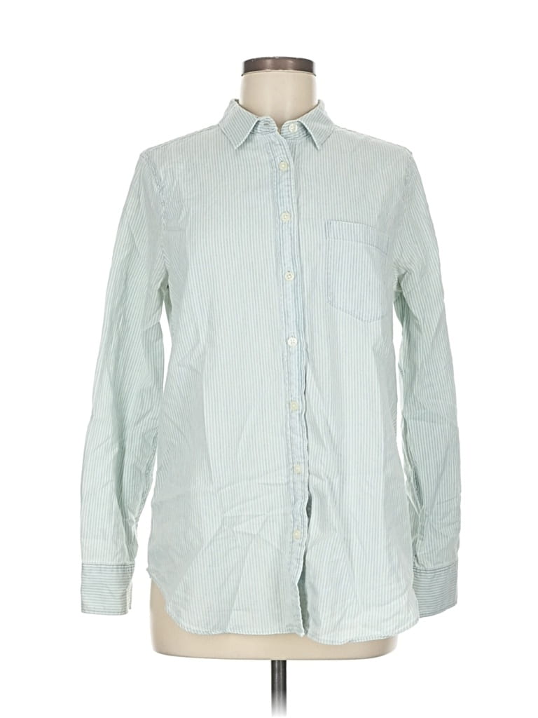 Pre-owned J.crew Factory Store Long Sleeve Button Down Shirt In Blue