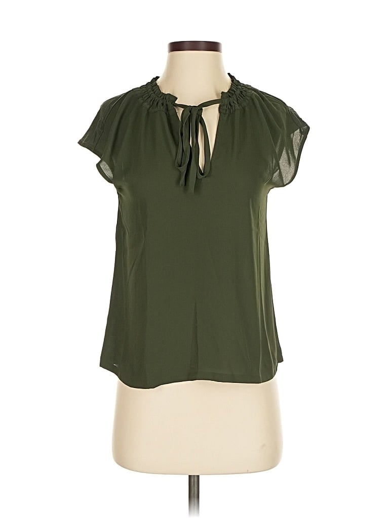 Pre-owned Ann Taylor Loft Short Sleeve Blouse In Green