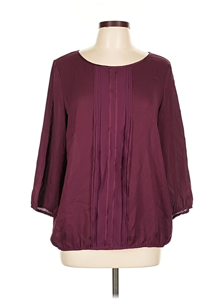 ANN TAYLOR Pre-owned 3/4 Sleeve Blouse In Burgundy