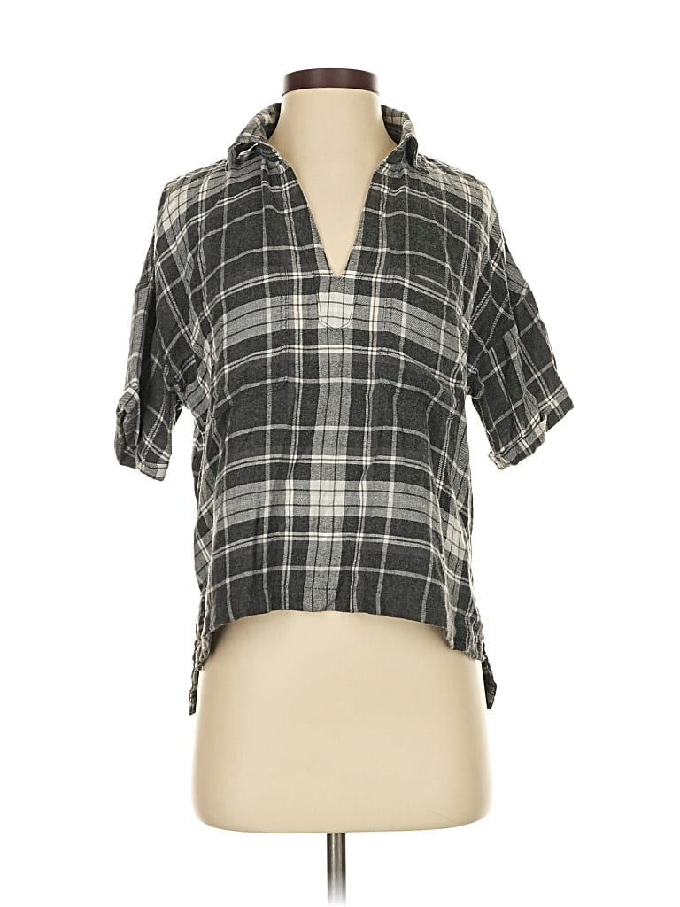 Pre-owned American Eagle Outfitters Short Sleeve Blouse In Gray