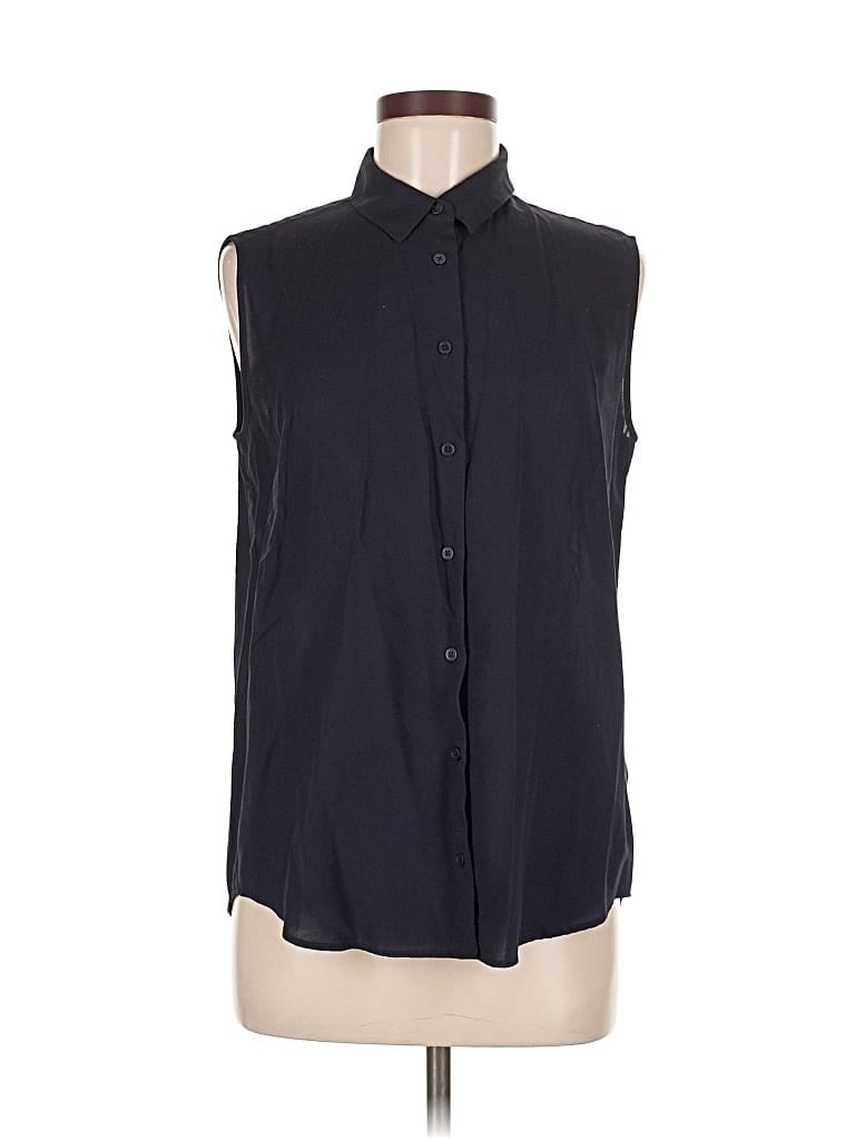 Pre-owned Uniqlo Sleeveless Button Down Shirt In Black