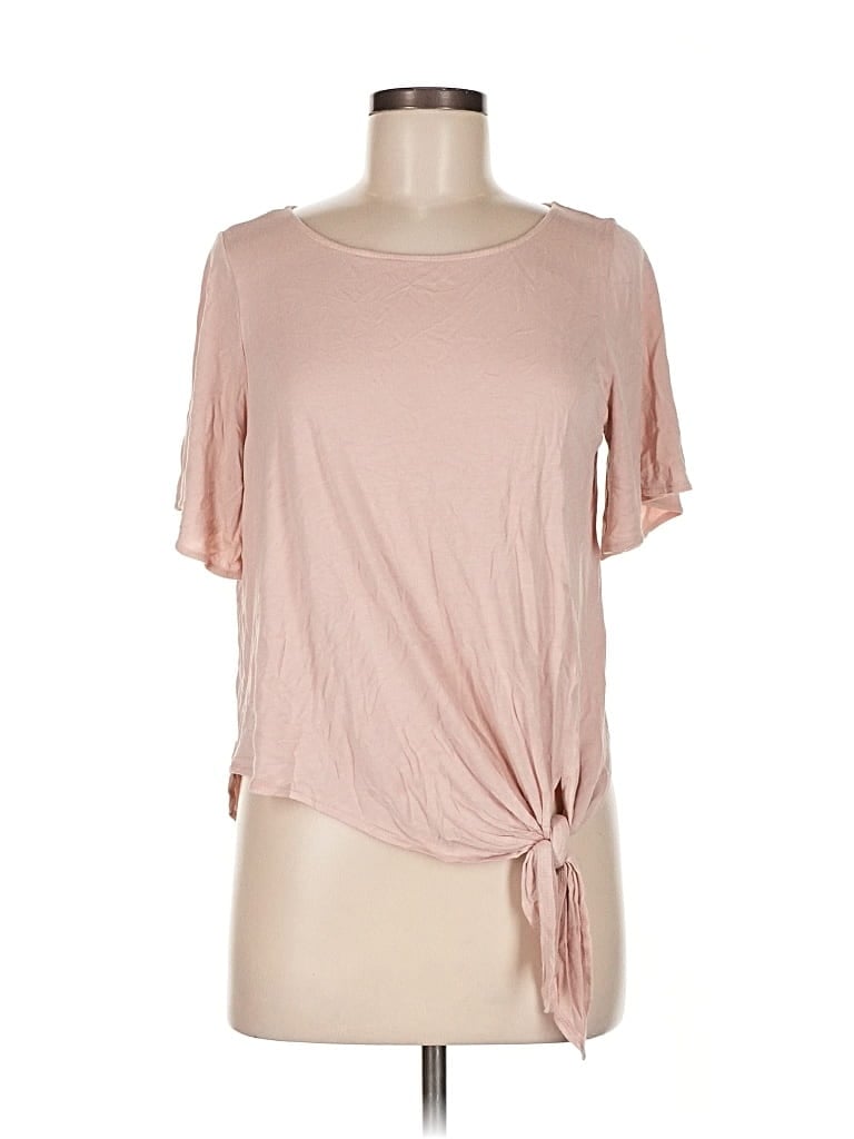 Pre-owned Ann Taylor Loft Outlet Short Sleeve Top Pink Keyhole Neckline Tops