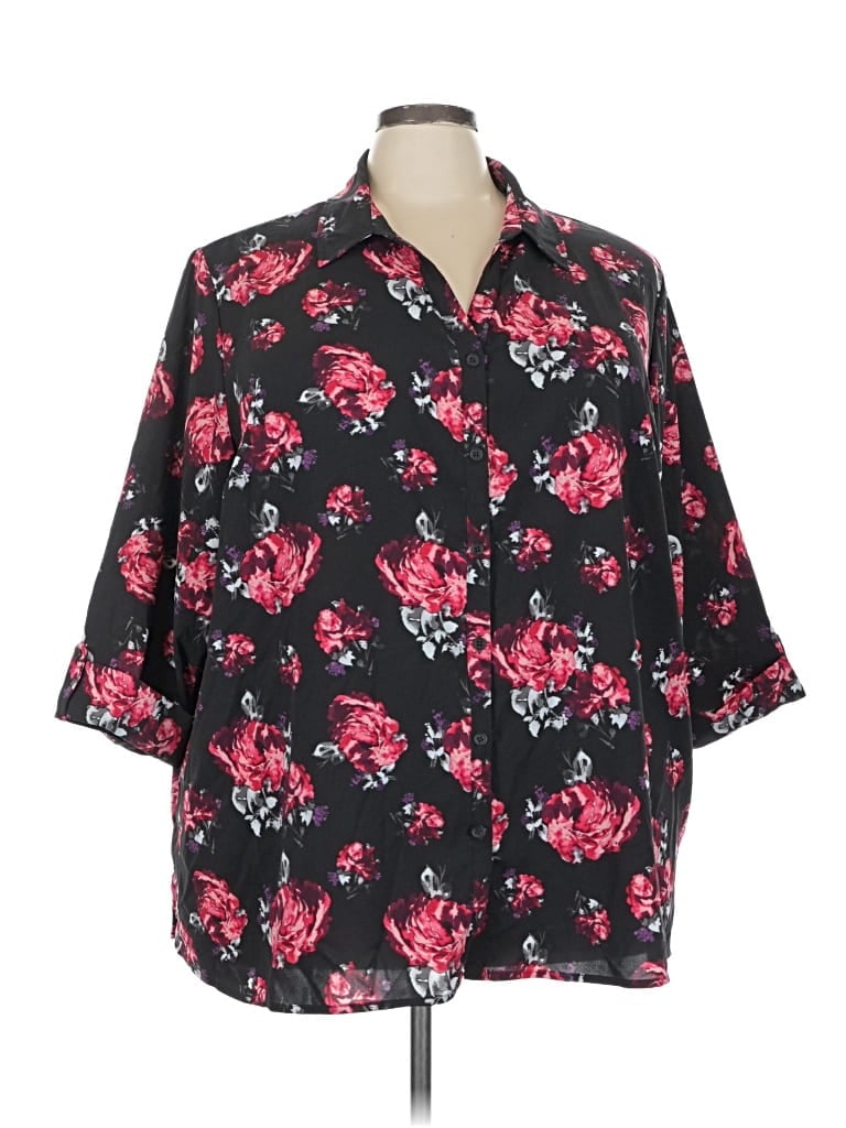 Pre-owned Catherines 3/4 Sleeve Blouse In Black