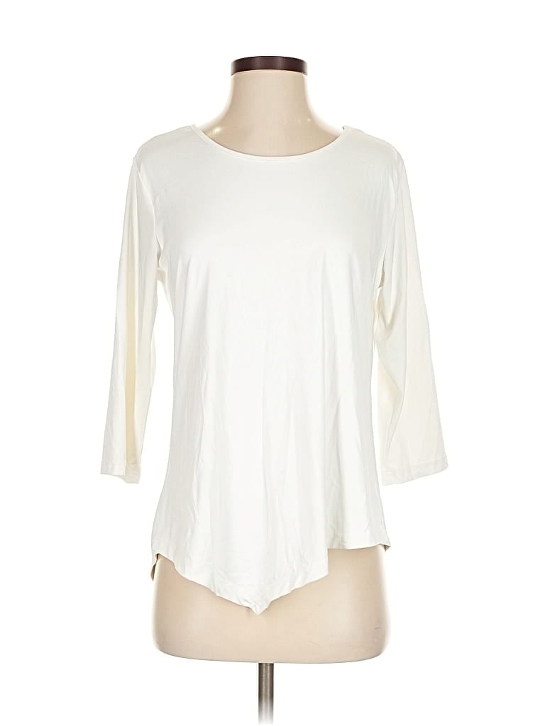 Pre-owned Lulu-b 3/4 Sleeve Top Ivory Boatneck Tops In White