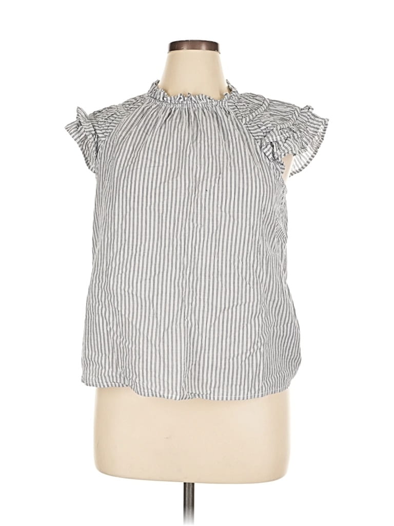 Pre-owned J.crew Factory Store Short Sleeve Blouse In Silver