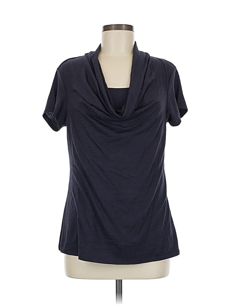 Pre-owned Coldwater Creek Short Sleeve Top Blue Cowl Neck Tops