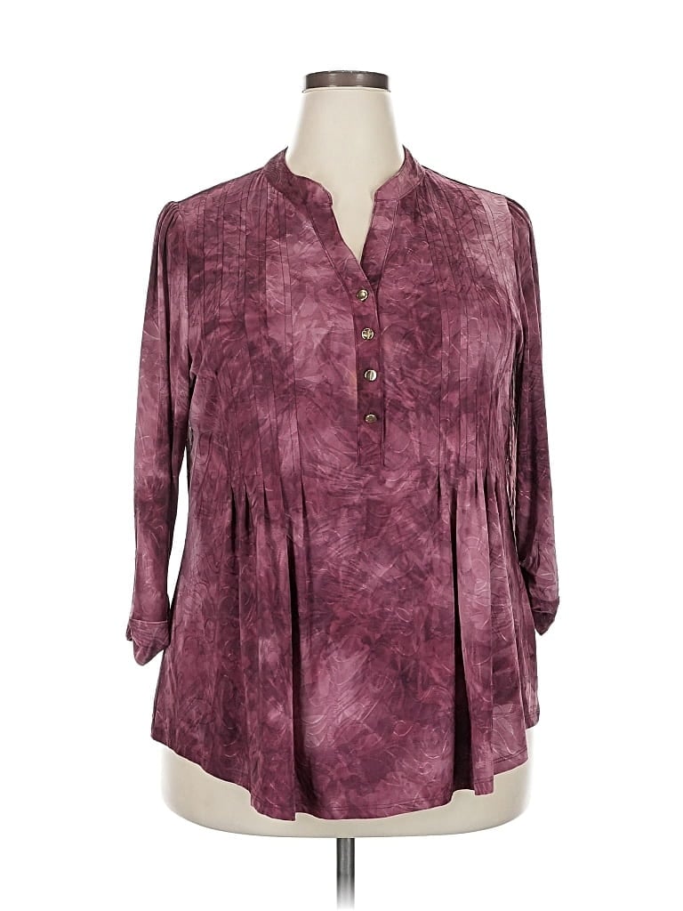 Pre-owned Db Established 1962 3/4 Sleeve Blouse In Burgundy