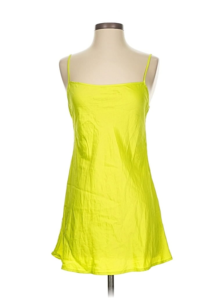 Pre-owned Frankies Bikinis Sleeveless Silk Top Yellow Strapless Neckline Tops