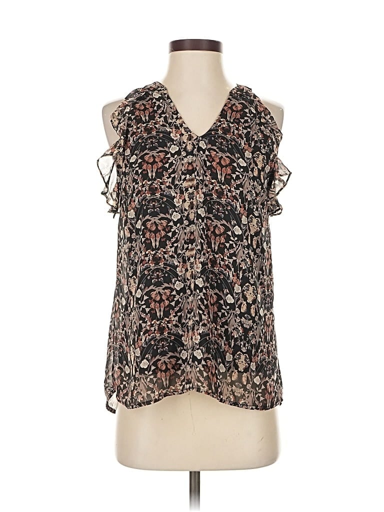 Pre-owned Kaileigh Tank Top Black Tie Neck Tops