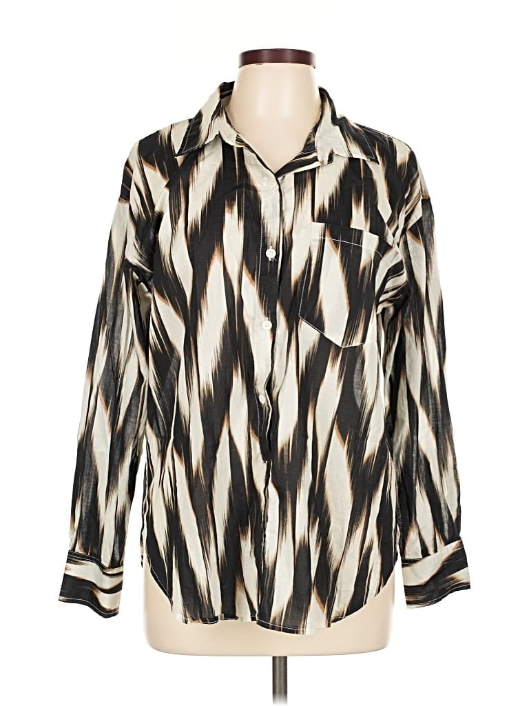 Pre-owned Banana Republic Factory Store Long Sleeve Blouse In White