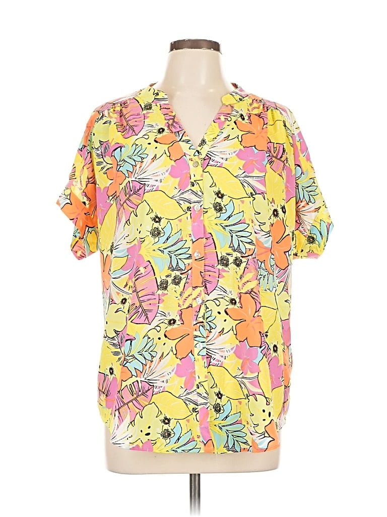 RUBY RD. Pre-owned Short Sleeve Blouse In Yellow