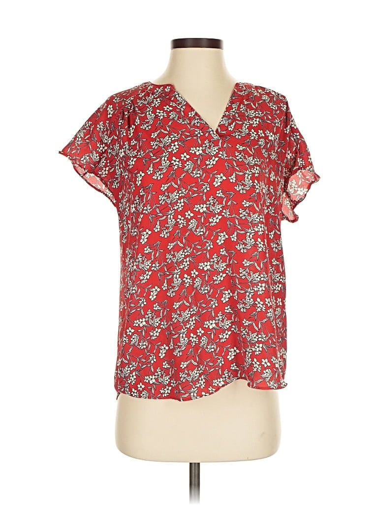 Pre-owned Banana Republic Factory Store Short Sleeve Blouse In Red